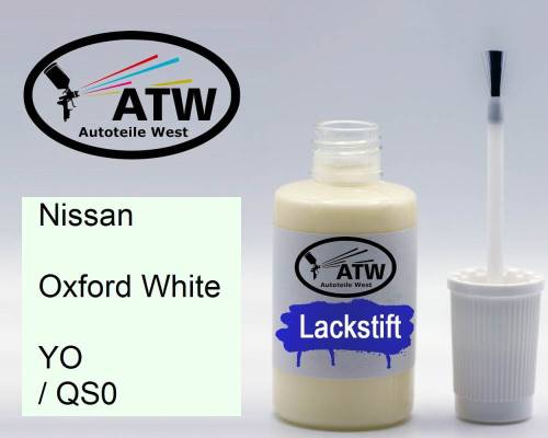 Nissan, Oxford White, YO / QS0: 20ml Lackstift, von ATW Autoteile West.